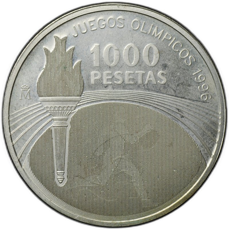 Монета 1000 песет 1995 XXVI летние Олимпийские Игры, Атланта 1996 Испания