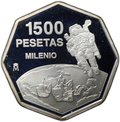 Монета 1500 песет 1999 Миллениум Астронавт Испания