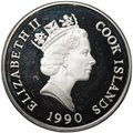 Монета 10 долларов 1990 Слоны Вымирающие виды Острова Кука