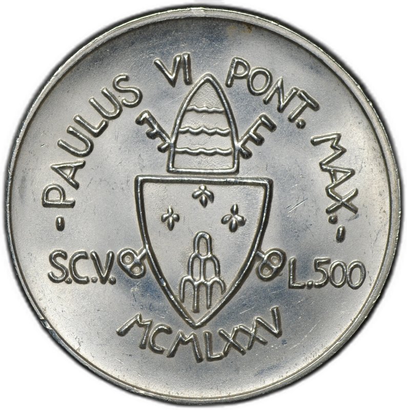 Монета 500 лир 1975 Священный год Ватикан