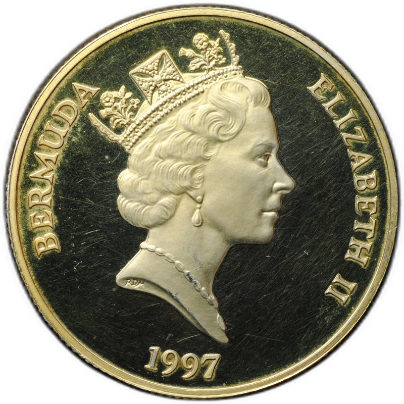 Монета 1 доллар 1997 Елизавета Королева-Мать Коронация Георга VI Бермуды