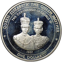 фото для Монета 1 доллар 1996 Елизавета Королева-Мать Коронация Георга VI Бермуды Аверс