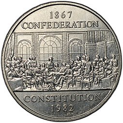 фото для Монета 1 доллар 1982 115 лет конституции Канады Канада Аверс