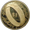 Монета 1 доллар 2003 Властелин Колец латунь Новая Зеландия