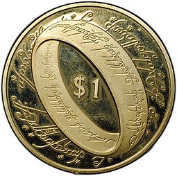 фото для Монета 1 доллар 2003 Властелин Колец латунь Новая Зеландия Аверс