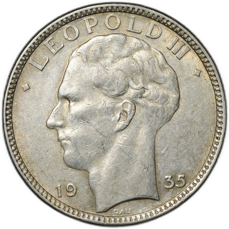Монета 20 франков 1935 Бельгия