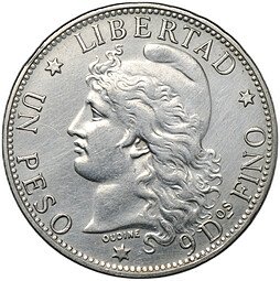 фото для Монета 1 песо 1882 Аргентина Аверс