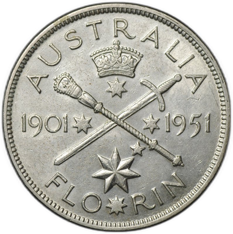 Монета 1 флорин 1951 50 лет Федерации Австралия