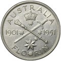 Монета 1 флорин 1951 50 лет Федерации Австралия