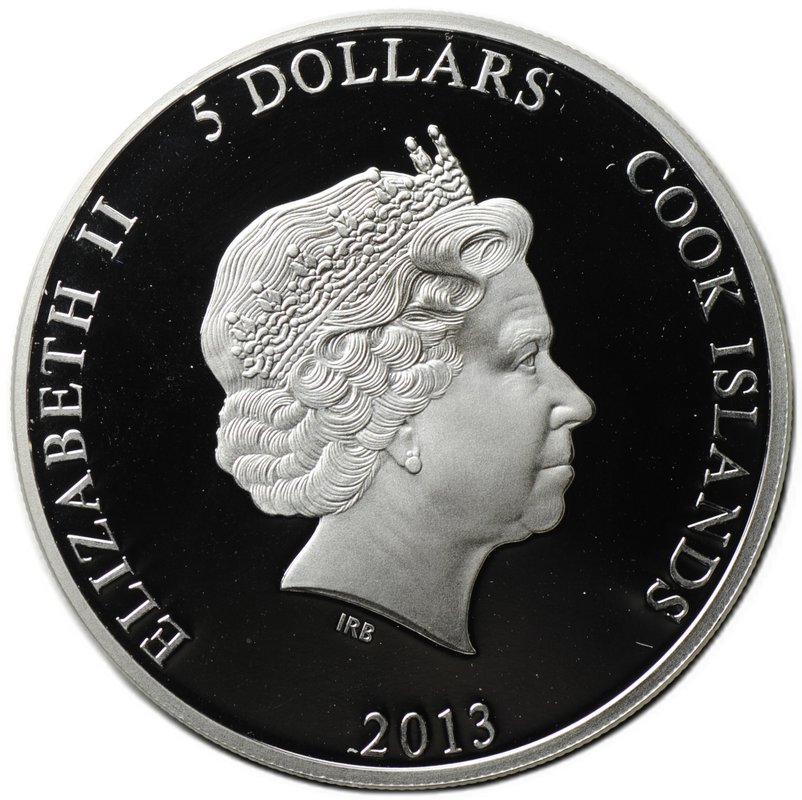 Монета 5 долларов 2013 Кот в сапогах Союзмультфильм Острова Кука