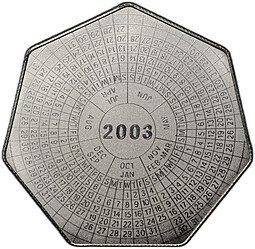 фото для Монета 1000 квач 2003 Годовой календарь Замбия Аверс