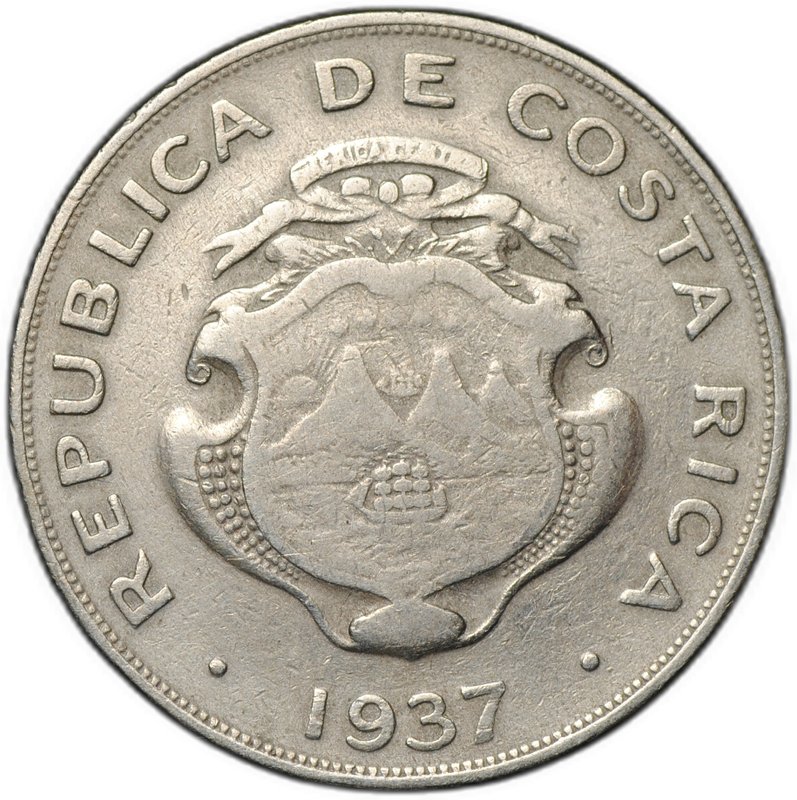 Монета 1 колон 1937 Коста-Рика