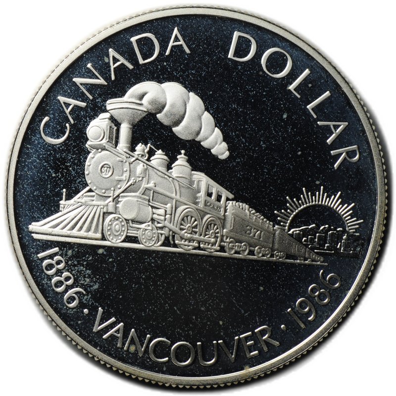 Монета 1 доллар 1986 100 лет городу Ванкувер PROOF Канада