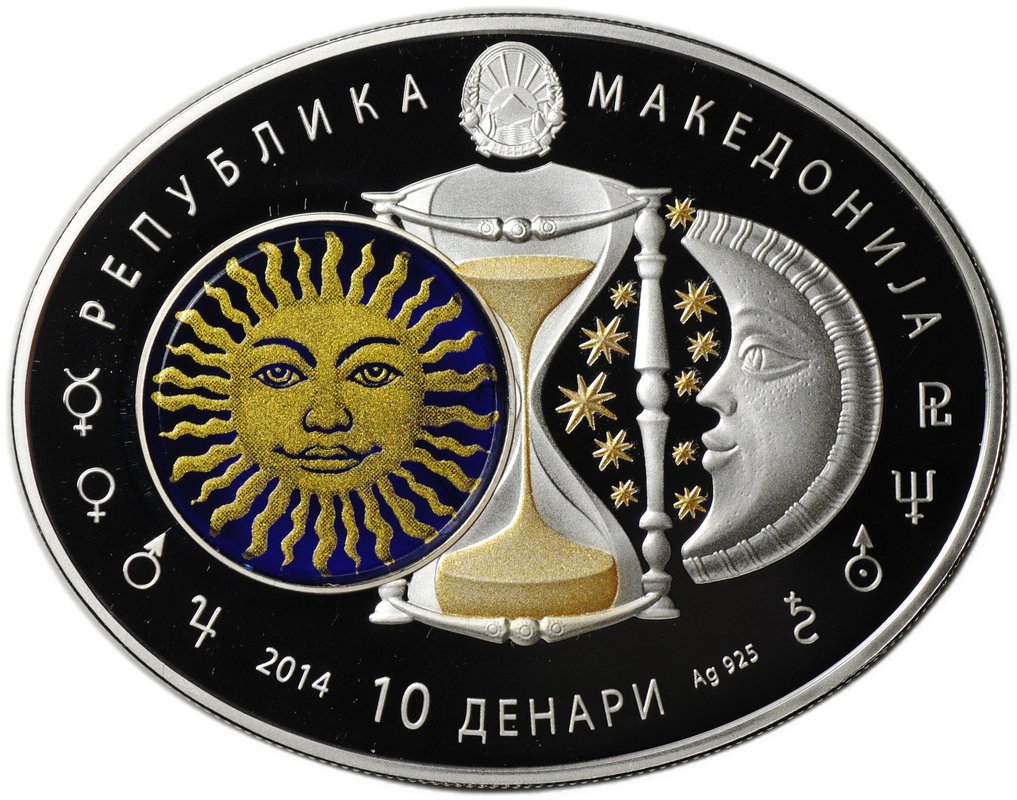 Монета 10 денаров 2014 Знаки зодиака Дева Северная Македония