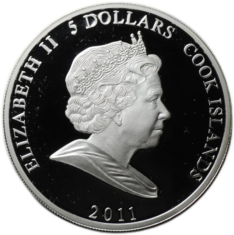 Монета 5 долларов 2012 Крокодил Гена Чебурашка Союзмультфильм Острова Кука