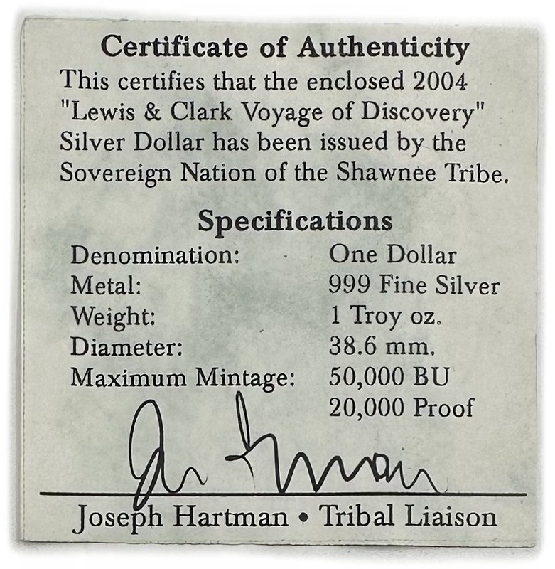 Монета 1 доллар 2004 Встреча Джефферсона и Вождя Племена Шауни