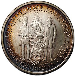 фото для Монета 1 доллар 2004 Встреча Джефферсона и Вождя Племена Шауни Аверс