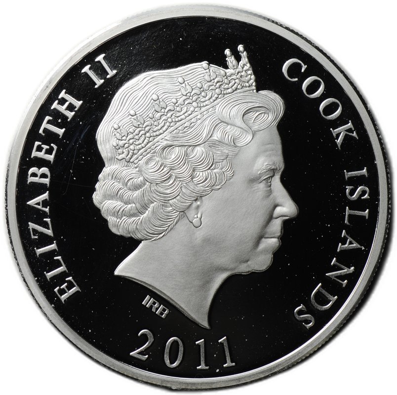 Монета 10 долларов 2011 Год Кролика Острова Кука