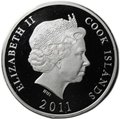 Монета 10 долларов 2011 Год Кролика Острова Кука