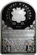 Монета 15 динеров 2014 Мадонна Возрождения с младенцем Лоренцо Лотто Андорра
