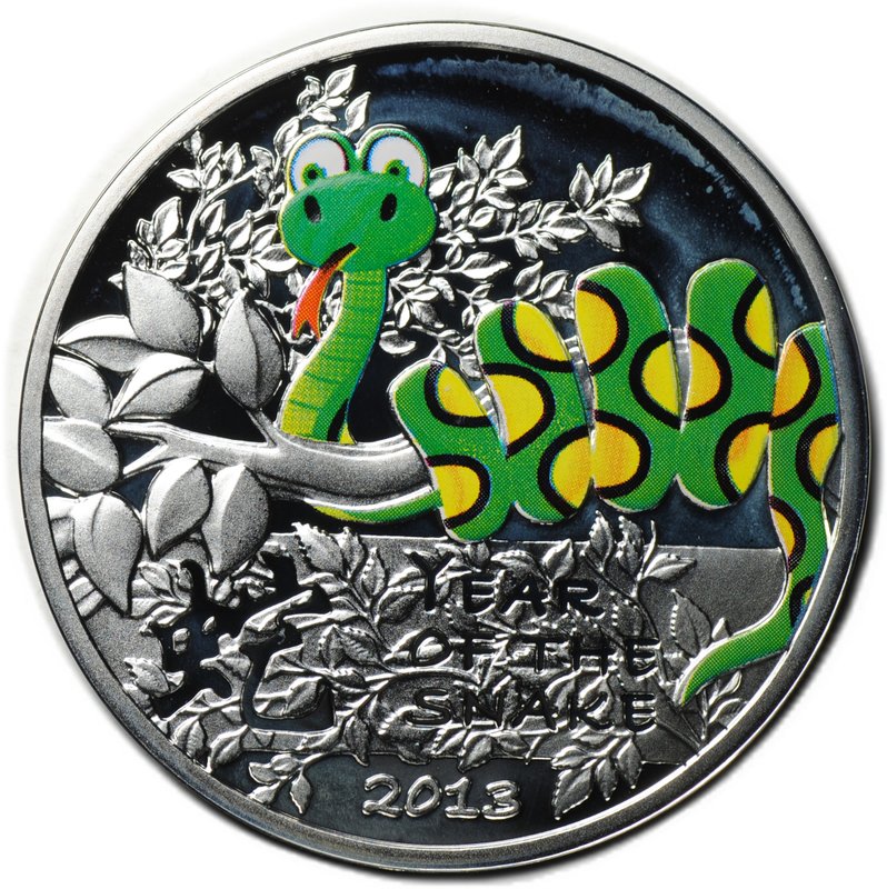 Монета 1 доллар 2012 Год Змеи 2013 Китайский гороскоп Ниуэ