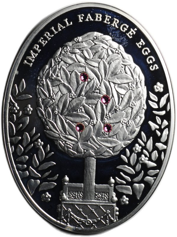 Монета 2 доллара 2012 Яйца Фаберже Лавровое дерево Ниуэ