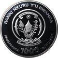 Монета 1000 франков 2009 Китоглав Королевская цапля Руанда