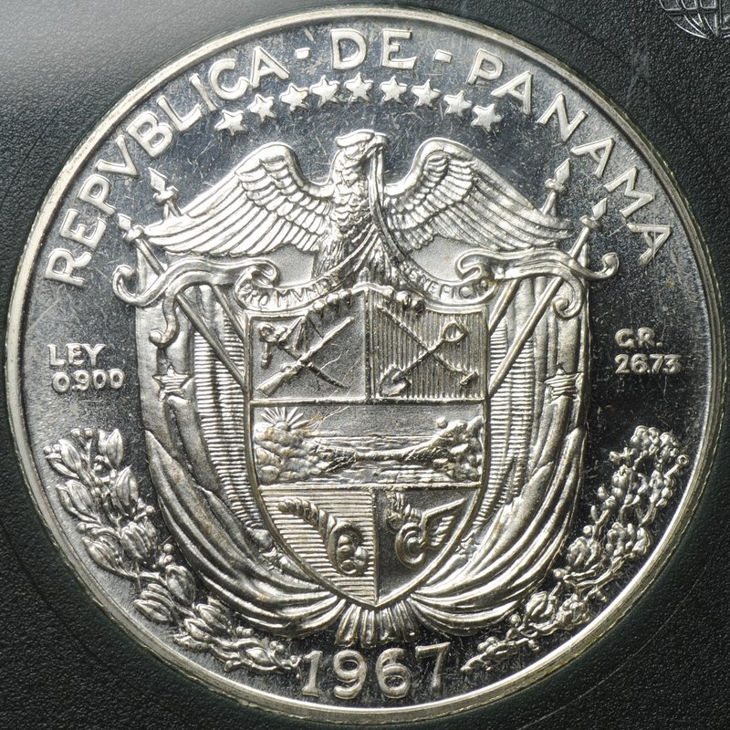 Монета 1 бальбоа 1967 Васко Нуньес де Бальбоа Панама