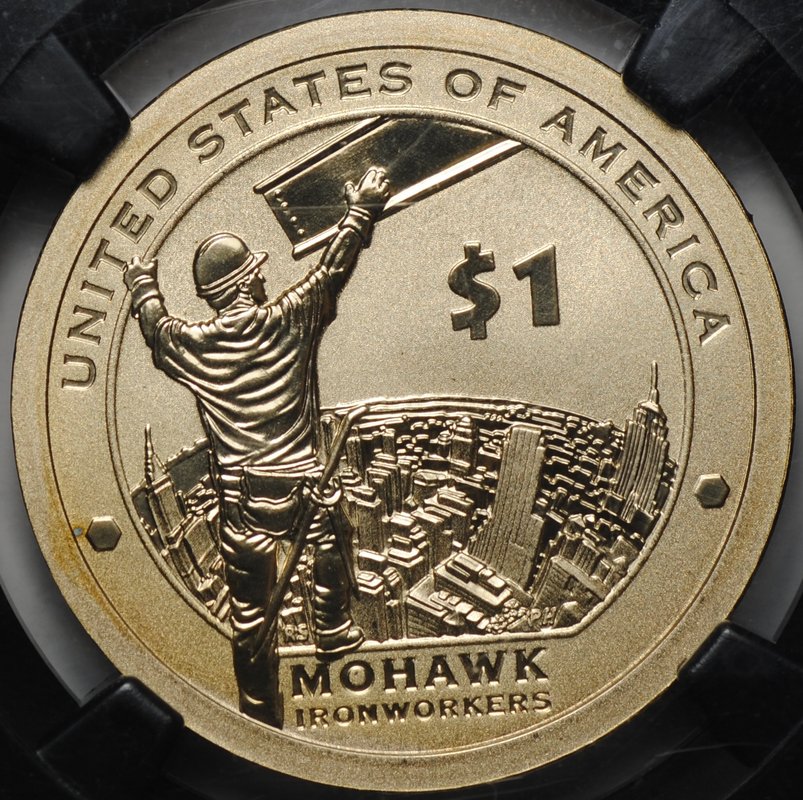 Монета 1 доллар 2015 W Рабочие Мохоки Сакагавея Коренные Американцы США слаб NGC SP 69