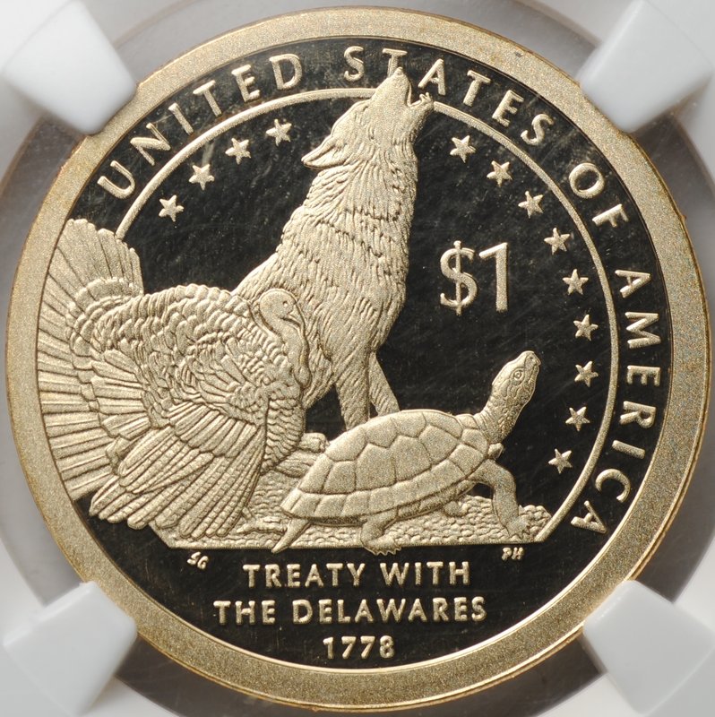 Монета 1 доллар 2013 S Договор с Делаварами Сакагавея Коренные Американцы США слаб NGC PF 69