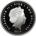 Монета 2 доллара 2014 Год лошади Китайский гороскоп Ниуэ