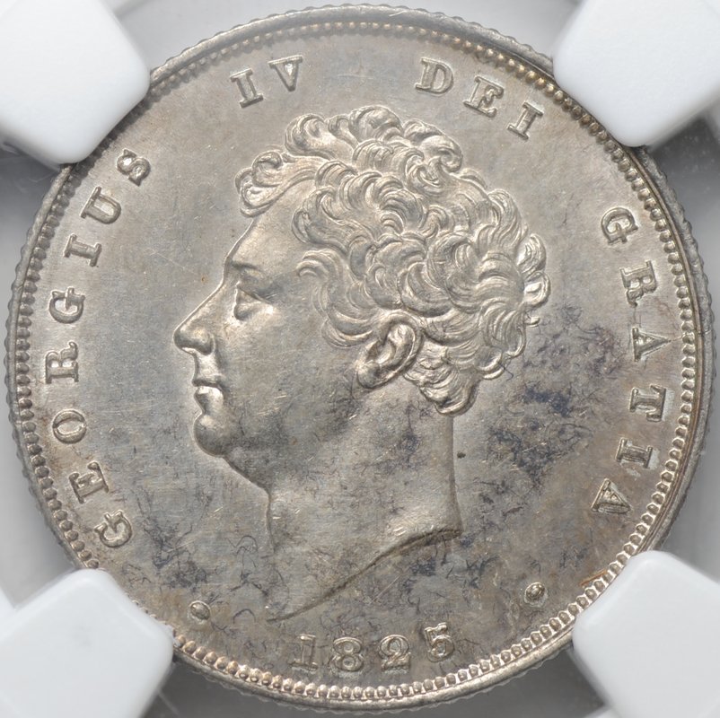 Монета 1 шиллинг 1825 новый тип Великобритания слаб NGC UNC Det.