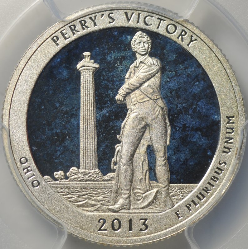Монета 25 центов (1/4 доллара, квотер) 2013 S Мемориал победы Перри Огайо Парки серебро США слаб PCGS PR 69