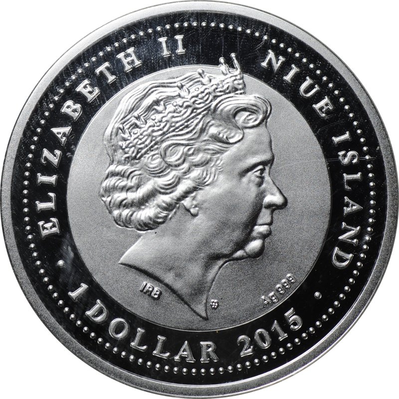 Монета 1 доллар 2015 Год козы Китайский гороскоп Ниуэ