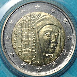 фото для Монета 2 евро 2017 Джотто ди Бондоне 750 лет со дня рождения Сан-Марино Аверс