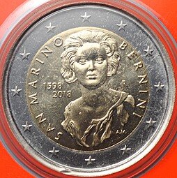 фото для Монета 2 евро 2018 Джованни Лоренцо Бернини 420 лет со дня рождения Сан-Марино Аверс