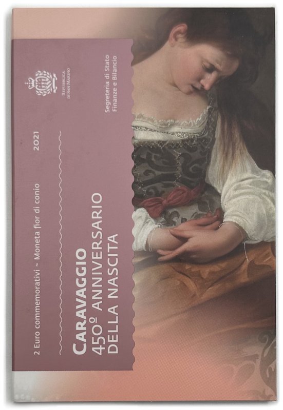 Монета 2 евро 2021 Караваджо 450 лет со дня рождения Сан-Марино