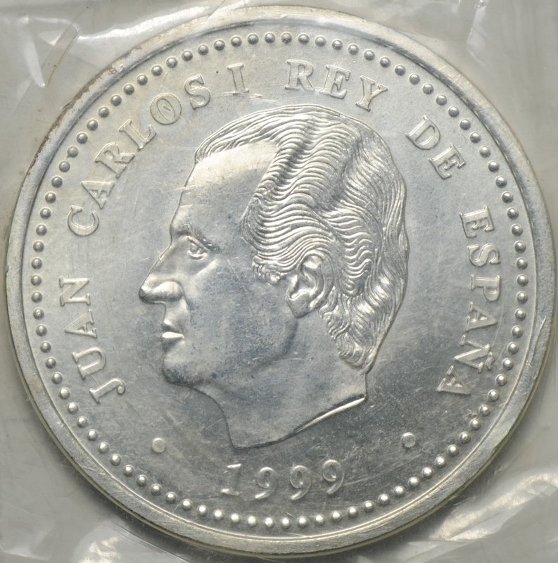 Монета 2000 песет 1999 Путешествие в Сантьяго по пути Святого Иакова Испания