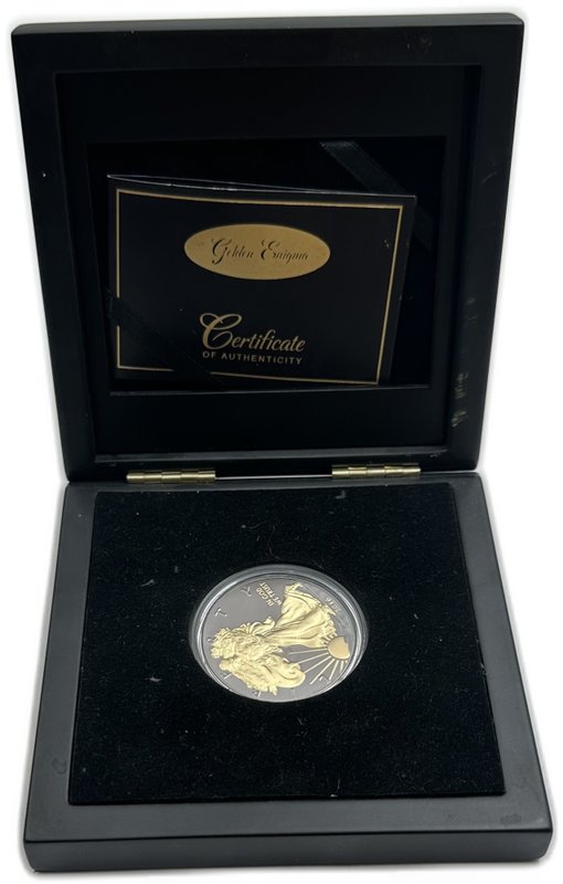 Монета 1 доллар 2016 Шагающая свобода Золотая Энигма рутений позолота США