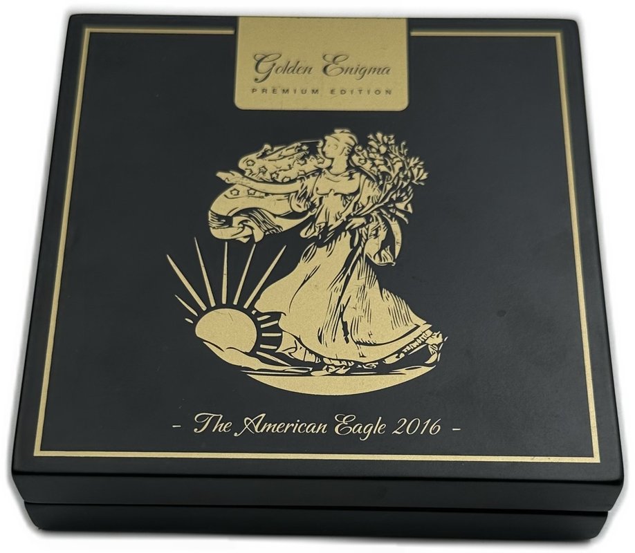 Монета 1 доллар 2016 Шагающая свобода Золотая Энигма рутений позолота США