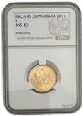 Монета 20 марок 1911 L Русская Финляндия слаб CPRC MS 63