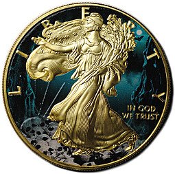 фото для Монета 1 доллар 2016 Шагающая свобода Хеллоуин рутений позолота США Аверс