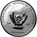 Монета 240 франков 2008 Большая пятёрка Африки Леопард Конго (футляр)
