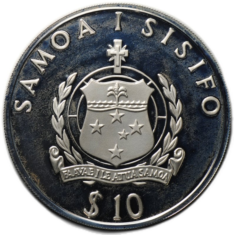 Монета 10 тала 1991 Олимпиада Барселона 1992 - Толкание ядра Самоа