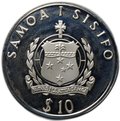 Монета 10 тала 1991 Олимпиада Барселона 1992 - Толкание ядра Самоа