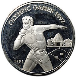 фото для Монета 10 тала 1991 Олимпиада Барселона 1992 - Толкание ядра Самоа Аверс