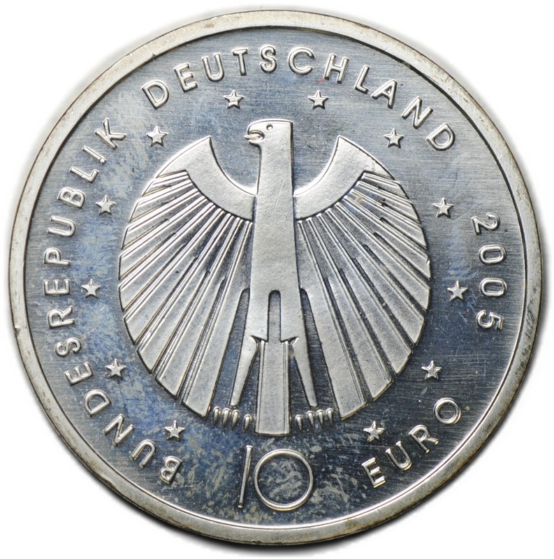 Монета 10 евро 2005 Чемпионат мира по футболу 2006 Германия