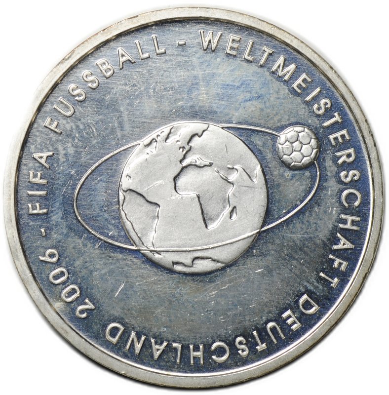 Монета 10 евро 2004 Чемпионат мира по футболу 2006 Германия