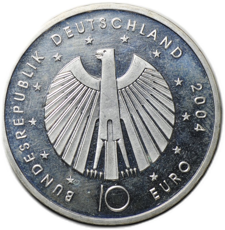Монета 10 евро 2004 Чемпионат мира по футболу 2006 Германия