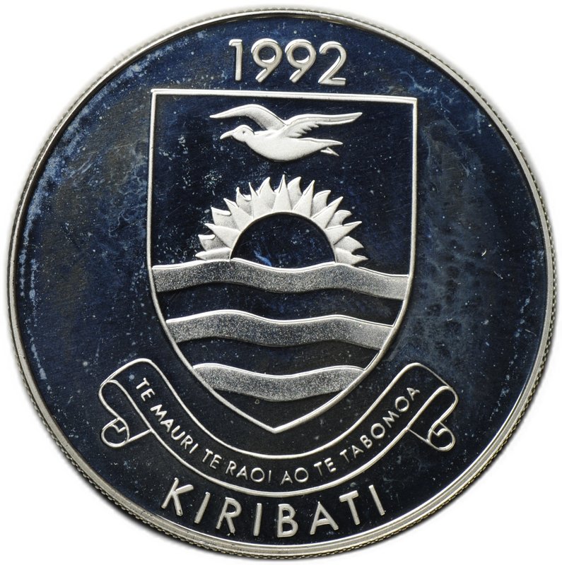 Монета 20 долларов 1992 Олимпиада Барселона - Парусный спорт Кирибати